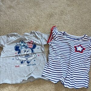 Disney Minnie Mouse and Striped Star Kids Shirts - Gray and Blue